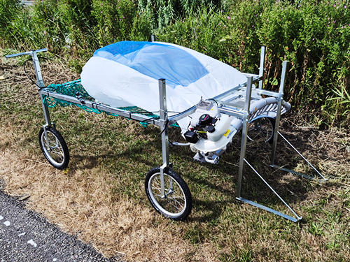 Frame mount curved harvesting machine for lavender