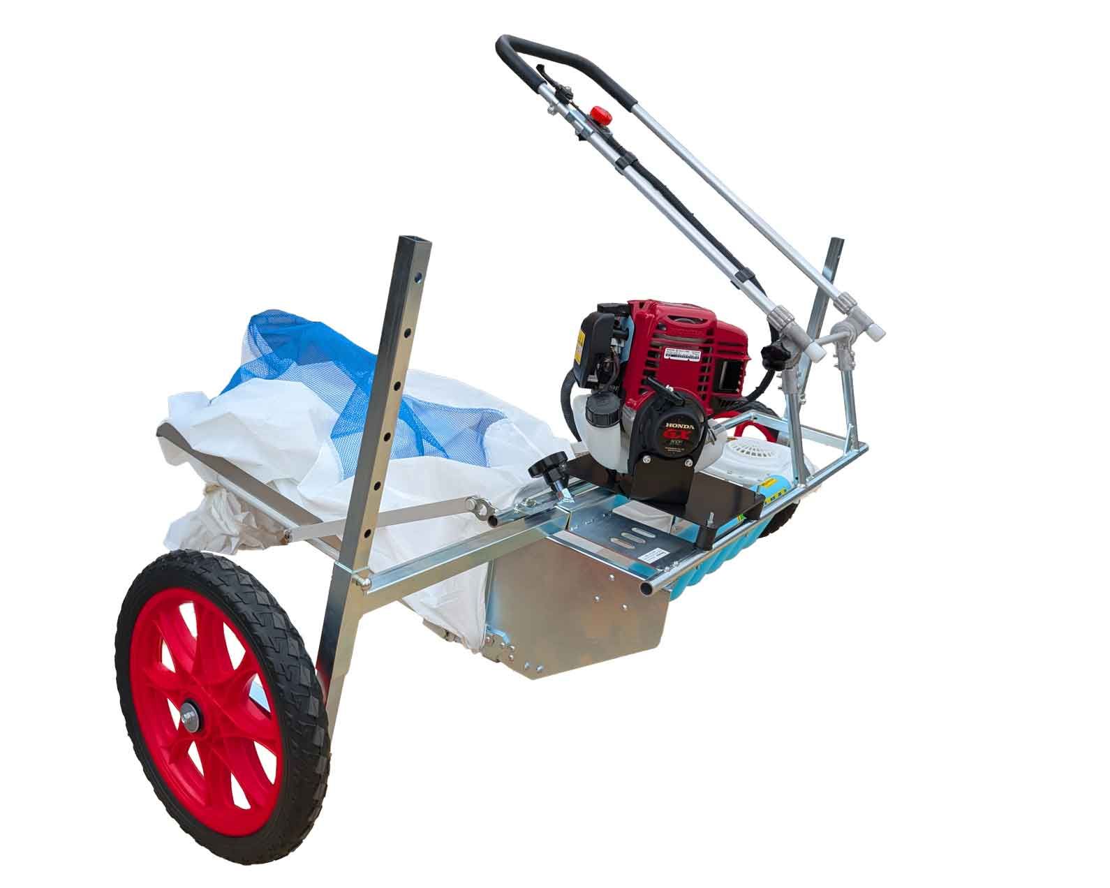 one man trimming greenhouse plant trays and pots